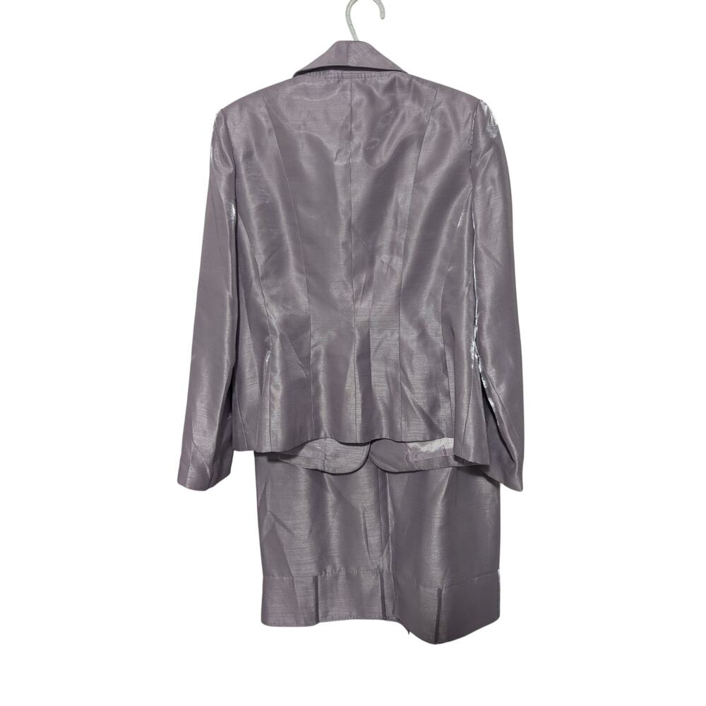 NINA MASSINI! LAVENDER PURPLE SATIN 2 PC JEWELED BUTTON SKIRT, JACKET SUIT! 10 - Picture 10 of 15